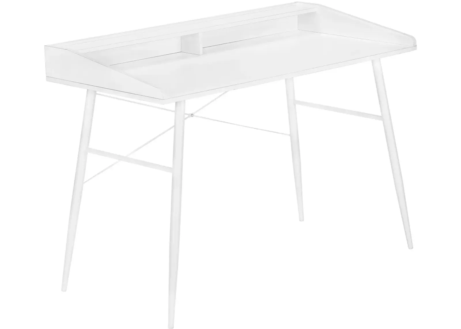 Computer Desk, Home Office, Laptop, Storage Shelves, 48"L, Work, Metal, Laminate, White, Contemporary, Modern