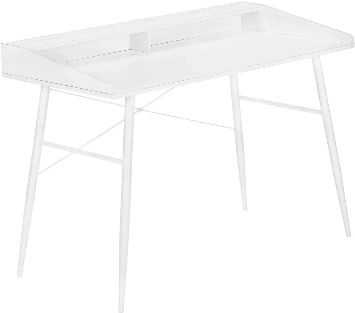 Computer Desk, Home Office, Laptop, Storage Shelves, 48"L, Work, Metal, Laminate, White, Contemporary, Modern