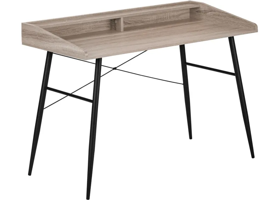 Computer Desk, Home Office, Laptop, Storage Shelves, 48"L, Work, Metal, Laminate, Brown, Black, Contemporary, Modern