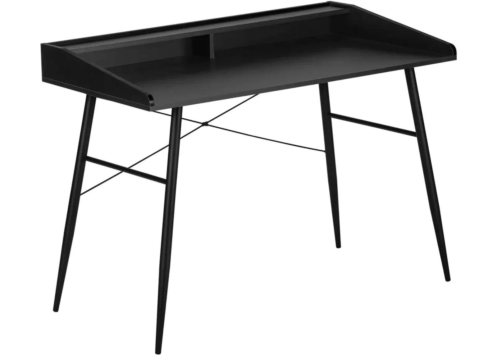 Computer Desk, Home Office, Laptop, Storage Shelves, 48"L, Work, Metal, Laminate, Black, Contemporary, Modern