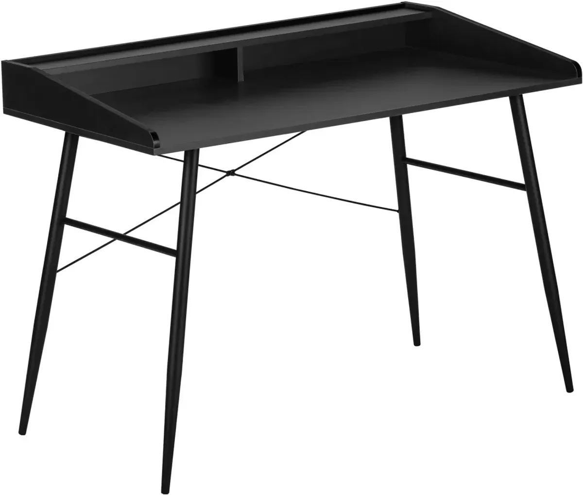 Computer Desk, Home Office, Laptop, Storage Shelves, 48"L, Work, Metal, Laminate, Black, Contemporary, Modern