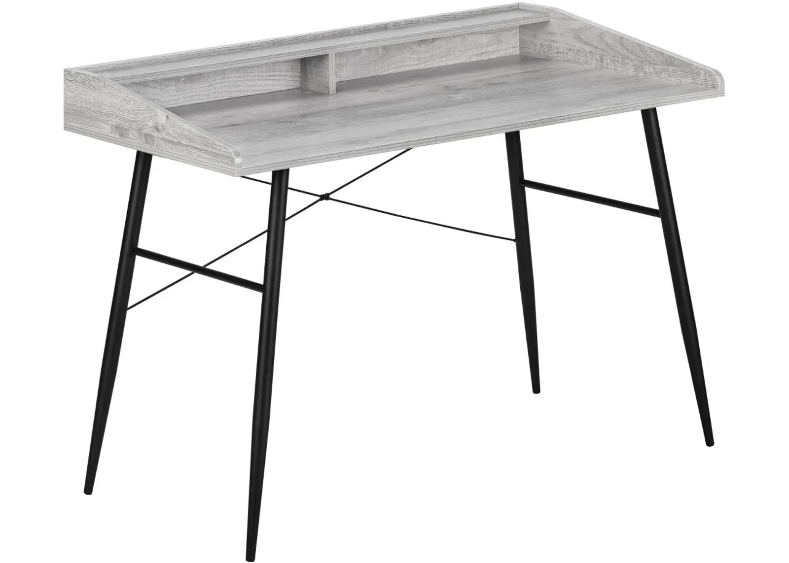 Computer Desk, Home Office, Laptop, Storage Shelves, 48"L, Work, Metal, Laminate, Grey, Black, Contemporary, Modern