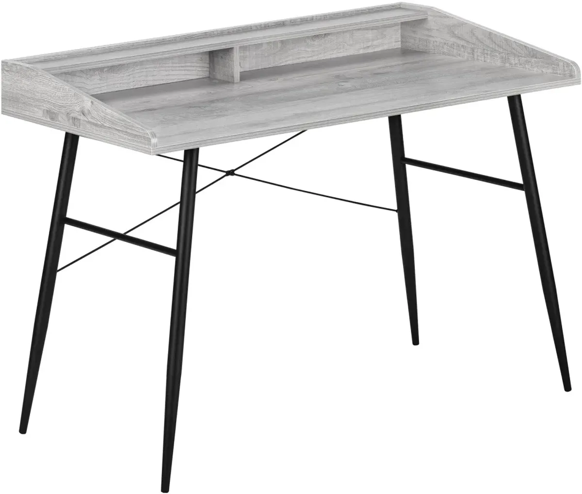 Computer Desk, Home Office, Laptop, Storage Shelves, 48"L, Work, Metal, Laminate, Grey, Black, Contemporary, Modern