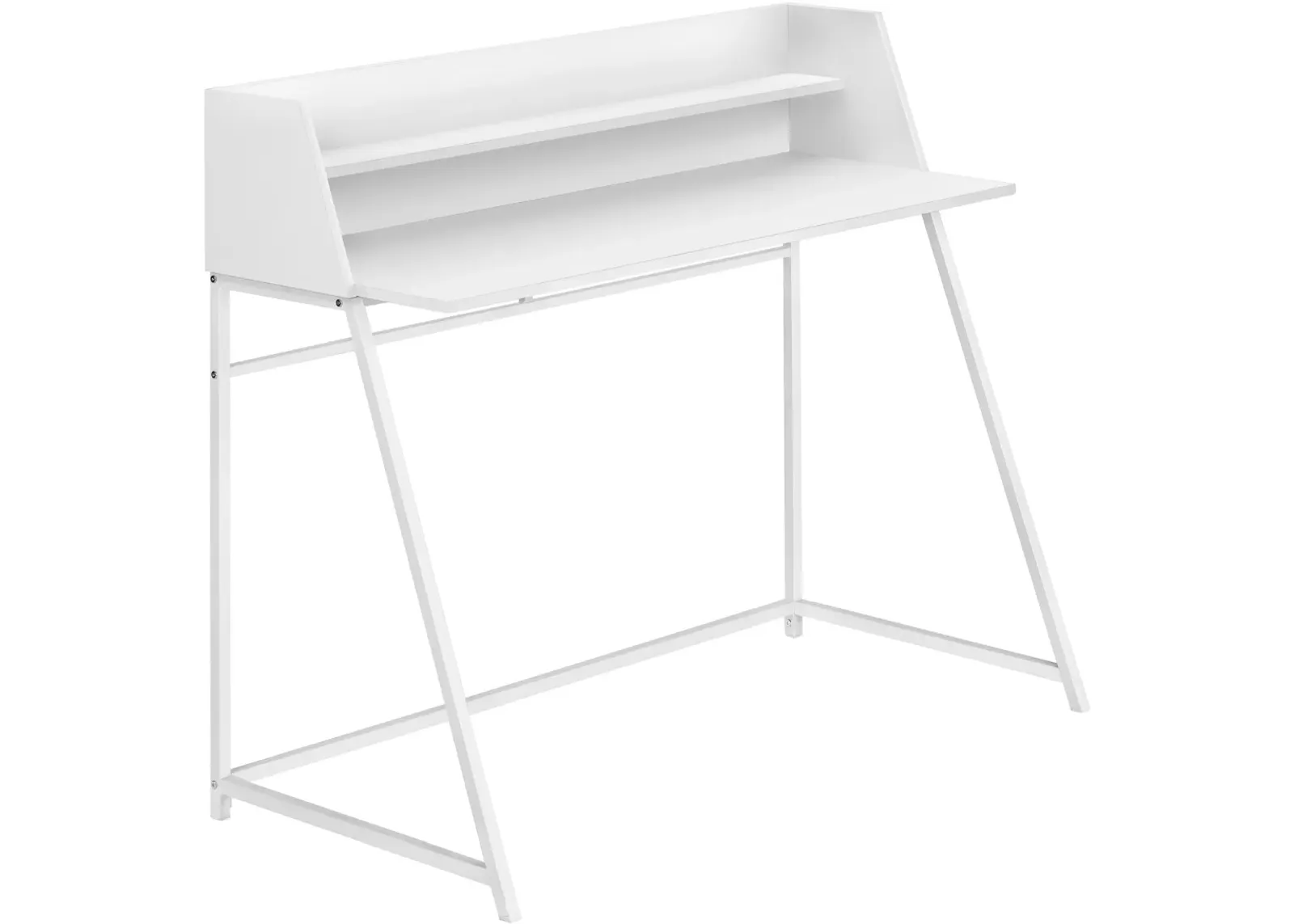 Computer Desk, Home Office, Laptop, Storage Shelves, 48"L, Work, Metal, Laminate, White, Contemporary, Modern