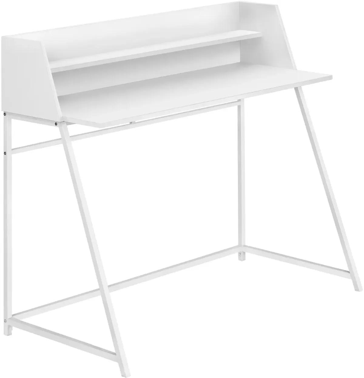 Computer Desk, Home Office, Laptop, Storage Shelves, 48"L, Work, Metal, Laminate, White, Contemporary, Modern