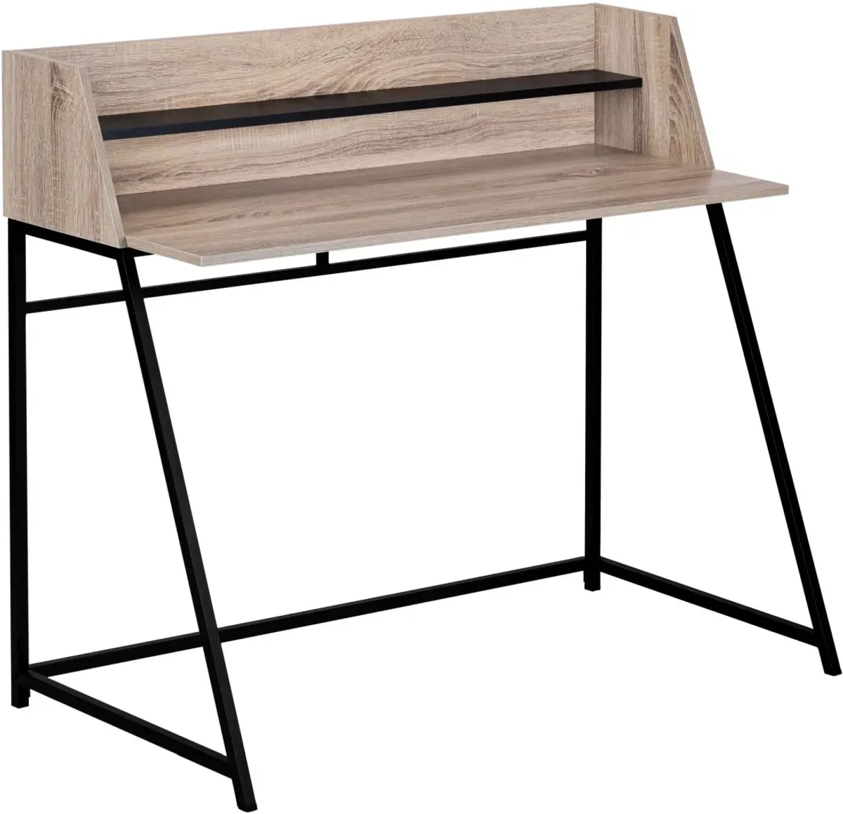 Computer Desk, Home Office, Laptop, Storage Shelves, 48"L, Work, Metal, Laminate, Brown, Black, Contemporary, Modern