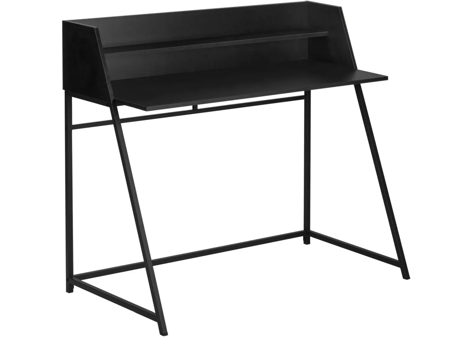 Computer Desk, Home Office, Laptop, Storage Shelves, 48"L, Work, Metal, Laminate, Black, Contemporary, Modern