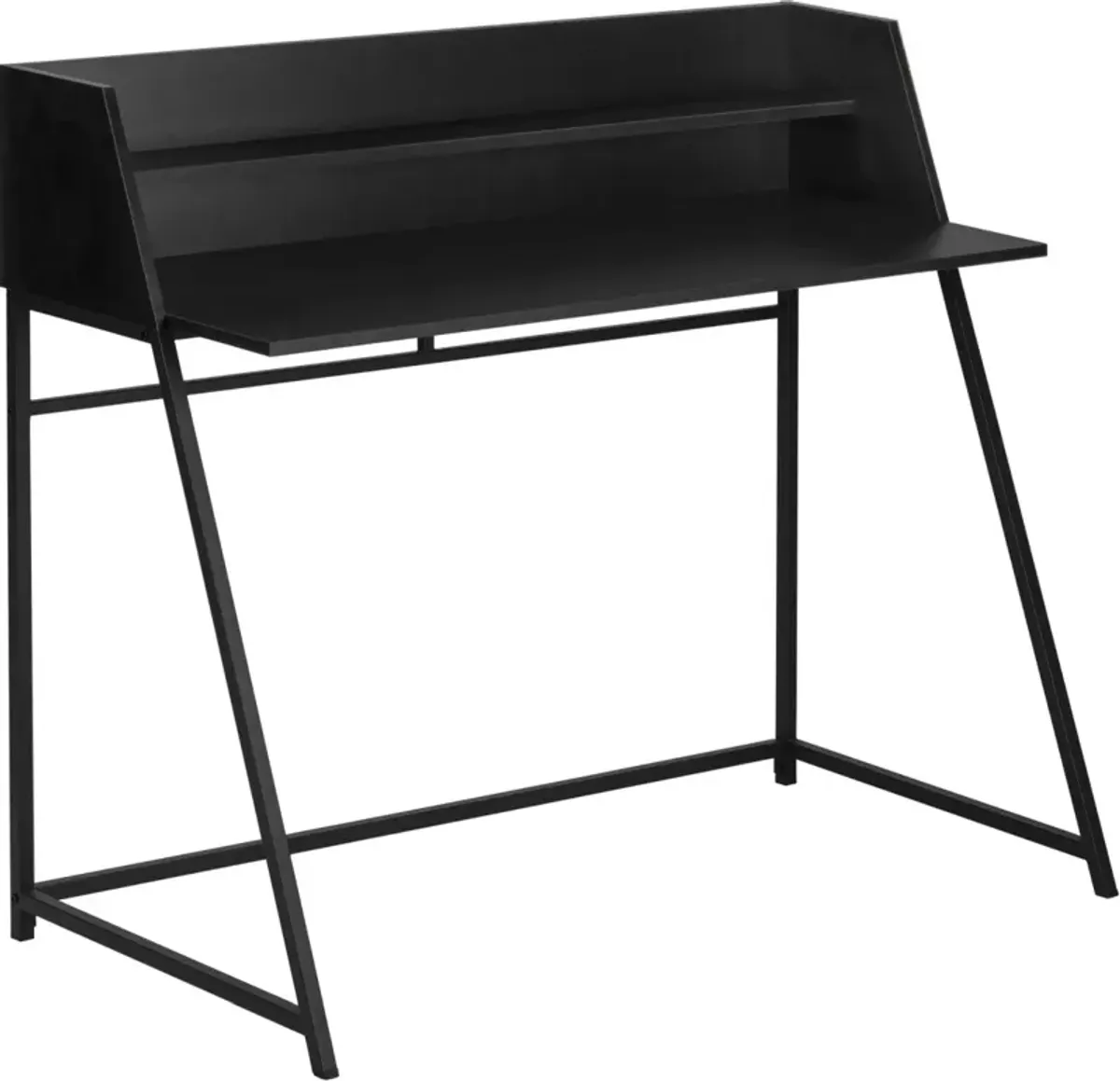 Computer Desk, Home Office, Laptop, Storage Shelves, 48"L, Work, Metal, Laminate, Black, Contemporary, Modern