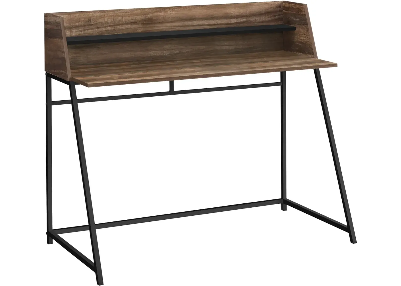 Computer Desk, Home Office, Laptop, Storage Shelves, 48"L, Work, Metal, Laminate, Brown, Black, Contemporary, Modern