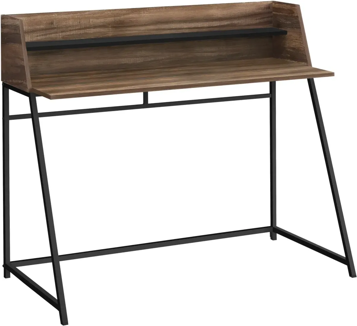 Computer Desk, Home Office, Laptop, Storage Shelves, 48"L, Work, Metal, Laminate, Brown, Black, Contemporary, Modern