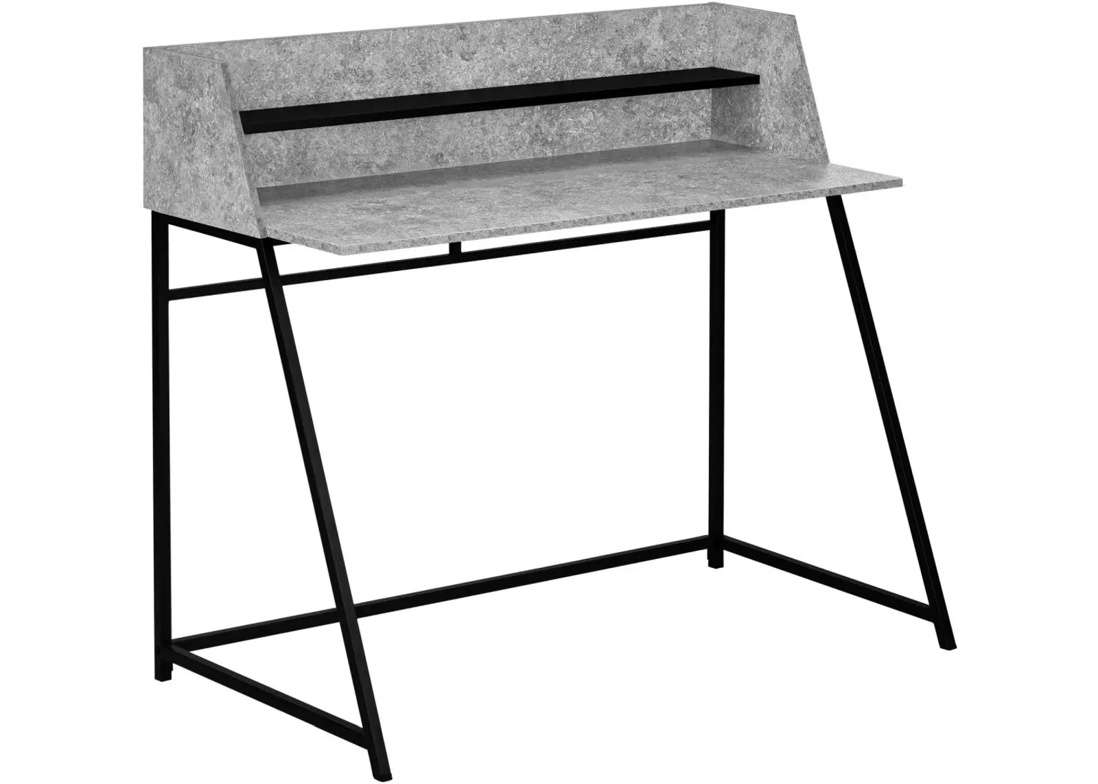 Computer Desk, Home Office, Laptop, Storage Shelves, 48"L, Work, Metal, Laminate, Grey, Black, Contemporary, Modern