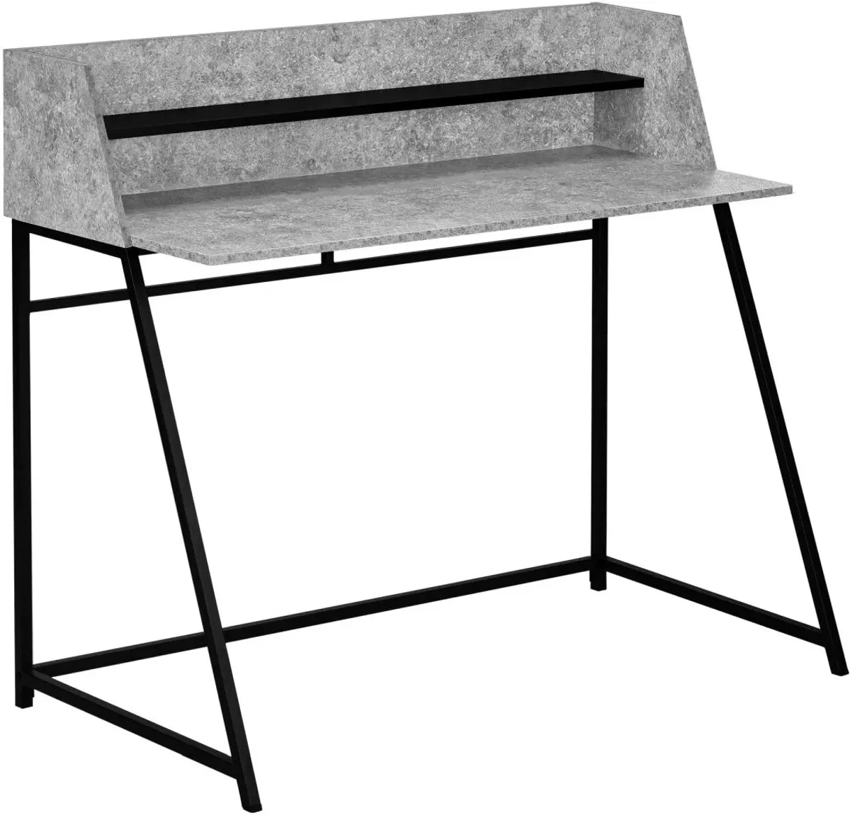 Computer Desk, Home Office, Laptop, Storage Shelves, 48"L, Work, Metal, Laminate, Grey, Black, Contemporary, Modern