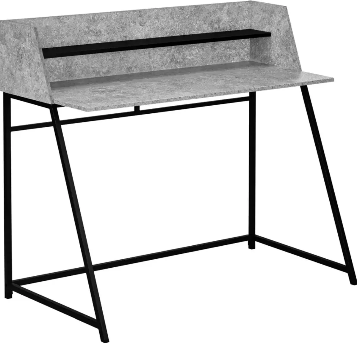 Computer Desk, Home Office, Laptop, Storage Shelves, 48"L, Work, Metal, Laminate, Grey, Black, Contemporary, Modern