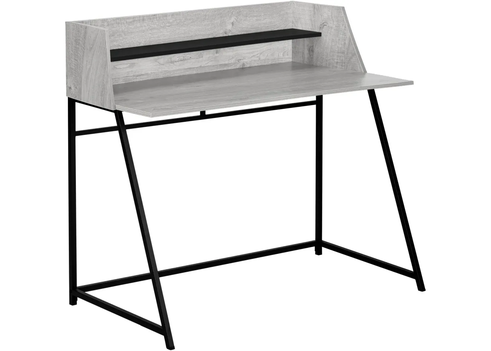 Computer Desk, Home Office, Laptop, Storage Shelves, 48"L, Work, Metal, Laminate, Grey, Black, Contemporary, Modern