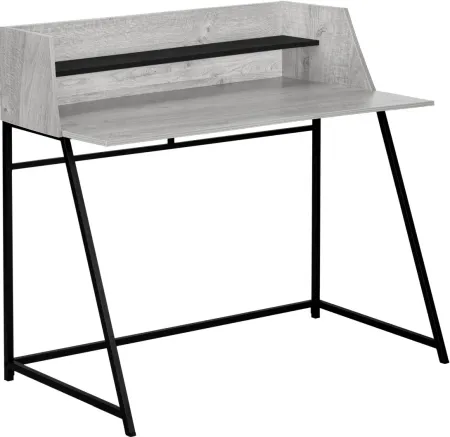 Computer Desk, Home Office, Laptop, Storage Shelves, 48"L, Work, Metal, Laminate, Grey, Black, Contemporary, Modern