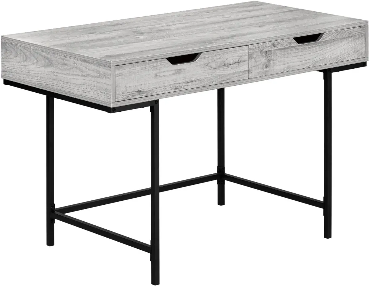 Computer Desk, Home Office, Laptop, Storage Drawers, 48"L, Work, Metal, Laminate, Grey, Black, Contemporary, Modern