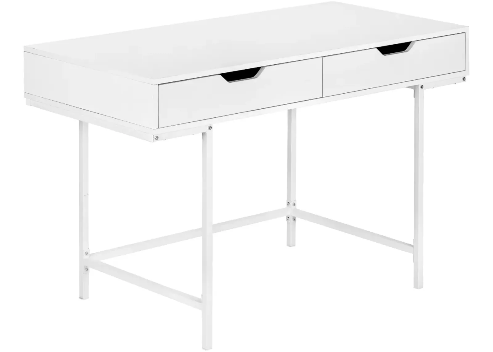 Computer Desk, Home Office, Laptop, Storage Drawers, 48"L, Work, Metal, Laminate, White, Contemporary, Modern