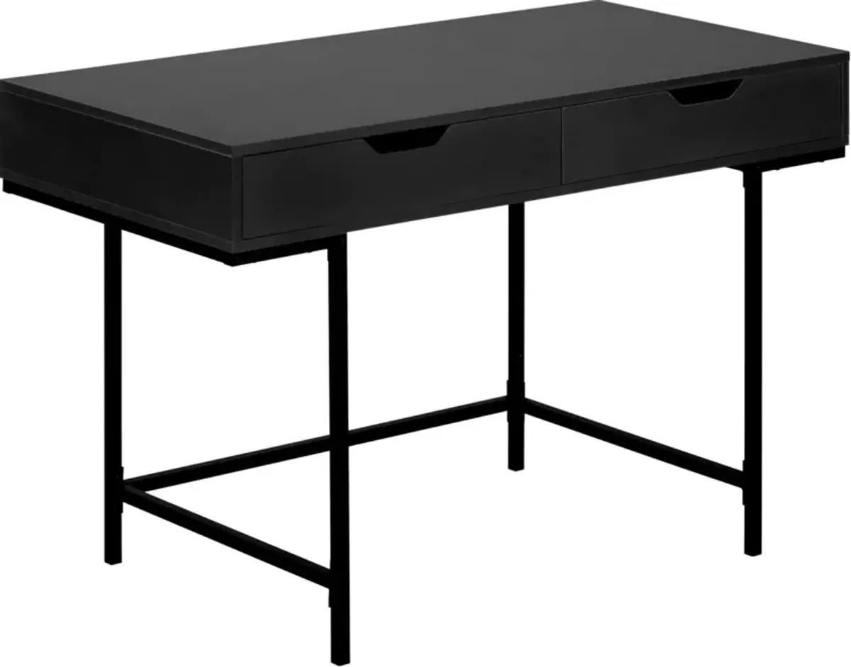 Computer Desk, Home Office, Laptop, Storage Drawers, 48"L, Work, Metal, Laminate, Black, Contemporary, Modern