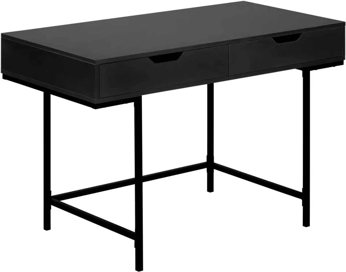 Computer Desk, Home Office, Laptop, Storage Drawers, 48"L, Work, Metal, Laminate, Black, Contemporary, Modern