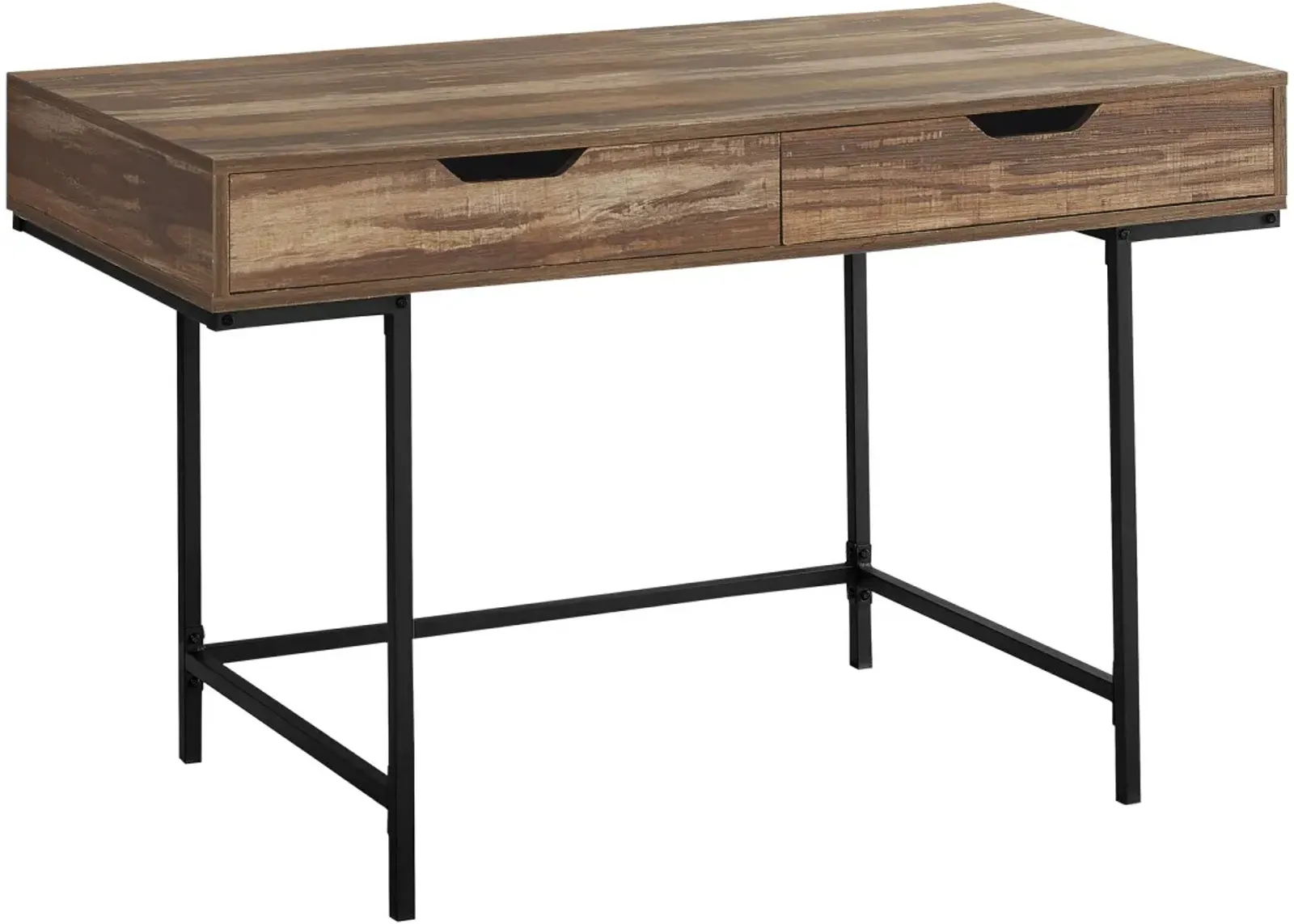 Computer Desk, Home Office, Laptop, Storage Drawers, 48"L, Work, Metal, Laminate, Brown, Black, Contemporary, Modern