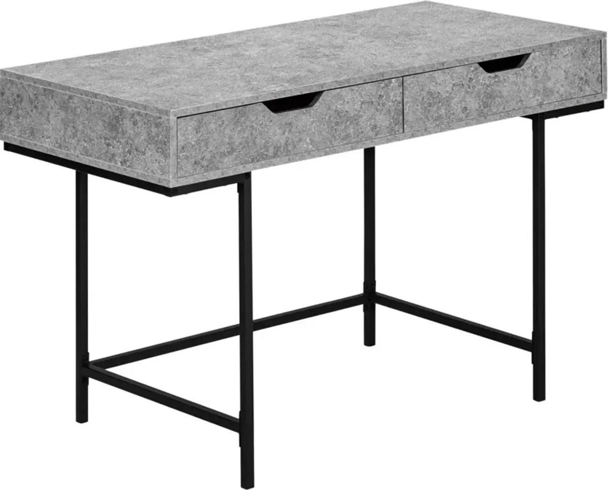 Computer Desk, Home Office, Laptop, Storage Drawers, 48"L, Work, Metal, Laminate, Grey, Black, Contemporary, Modern