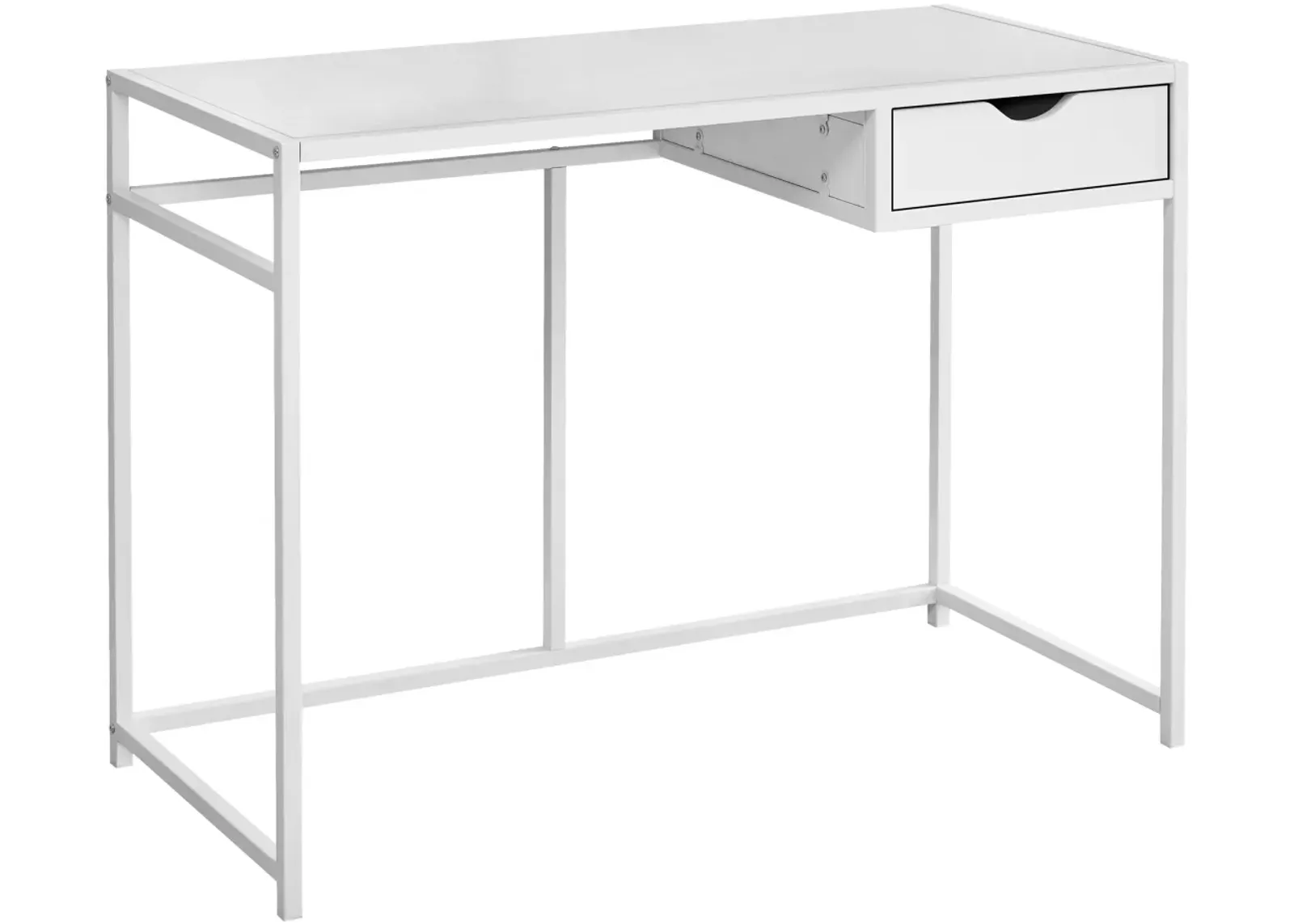 Computer Desk, Home Office, Laptop, Storage Drawer, 42"L, Work, Metal, Laminate, White, Contemporary, Modern