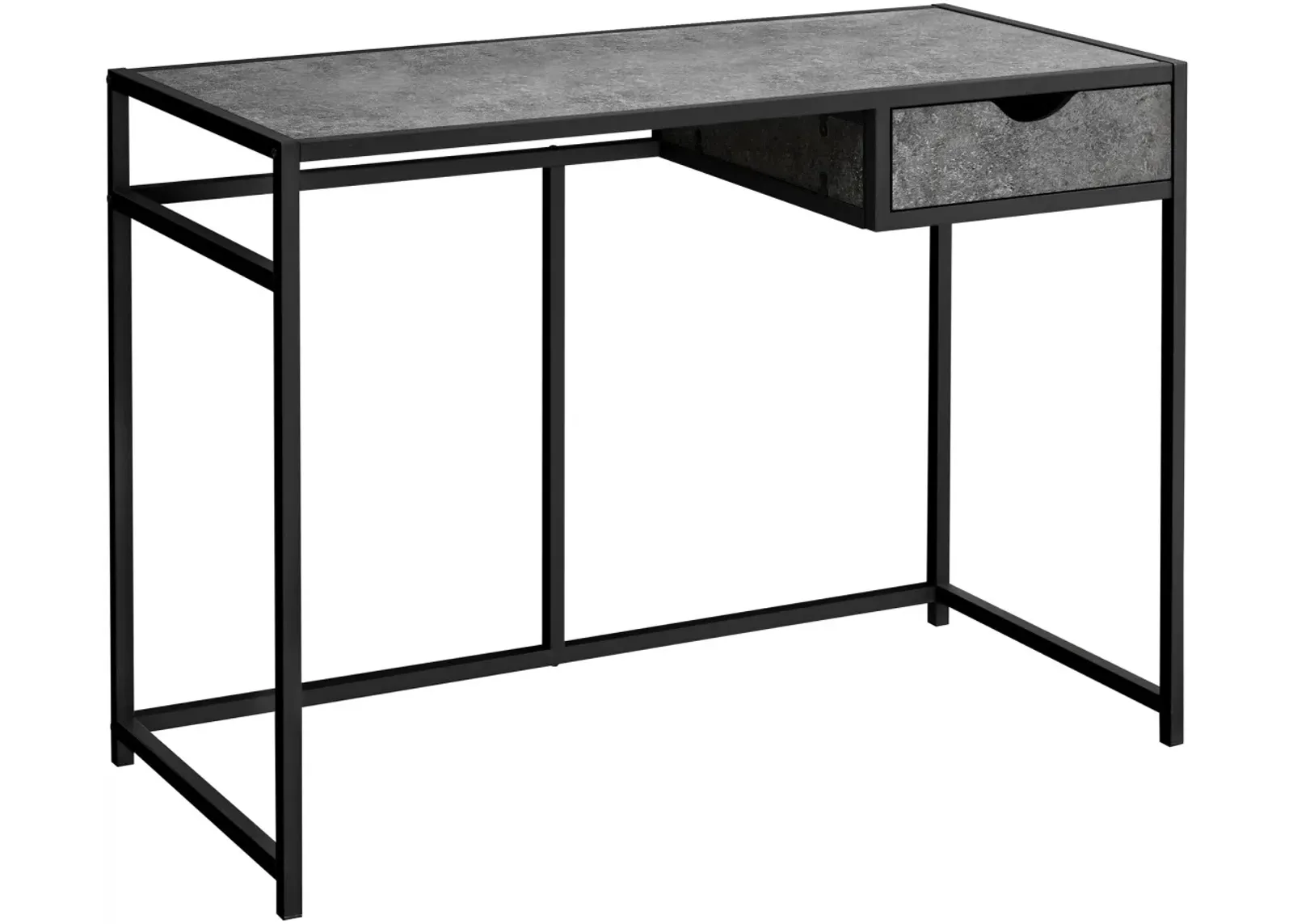 Computer Desk, Home Office, Laptop, Storage Drawer, 42"L, Work, Metal, Laminate, Grey, Black, Contemporary, Modern