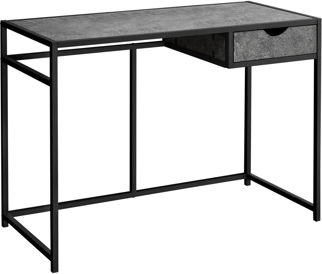 Computer Desk, Home Office, Laptop, Storage Drawer, 42"L, Work, Metal, Laminate, Grey, Black, Contemporary, Modern