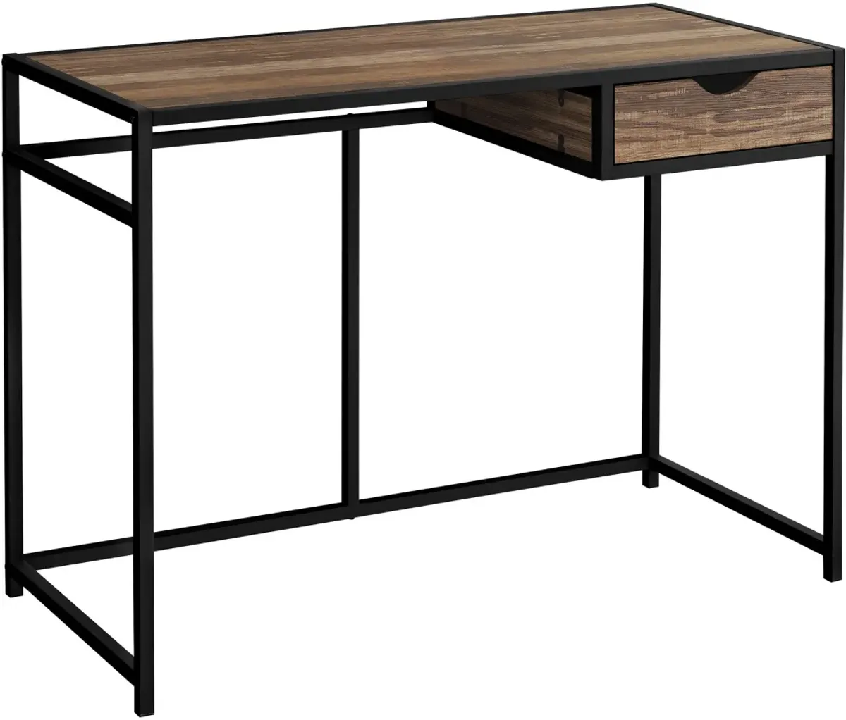 Computer Desk, Home Office, Laptop, Storage Drawer, 42"L, Work, Metal, Laminate, Brown, Black, Contemporary, Modern