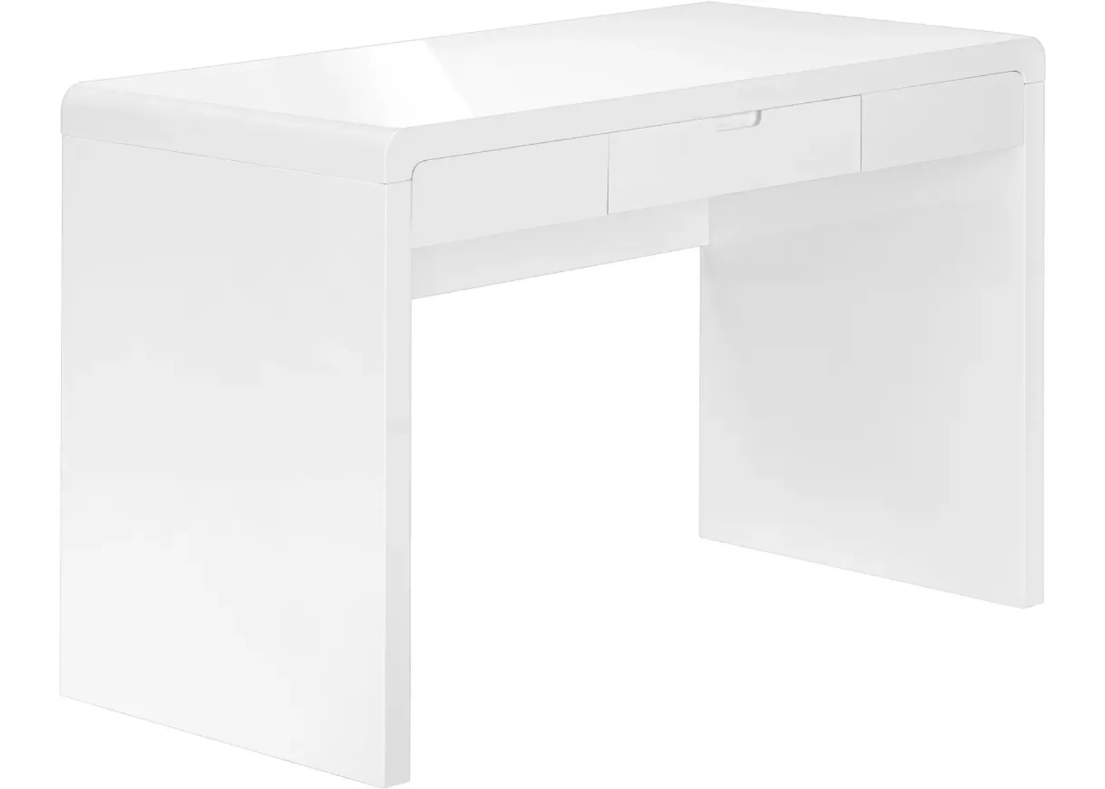 Computer Desk, Home Office, Laptop, Storage Drawers, 48"L, Work, Laminate, Glossy White, Contemporary, Modern