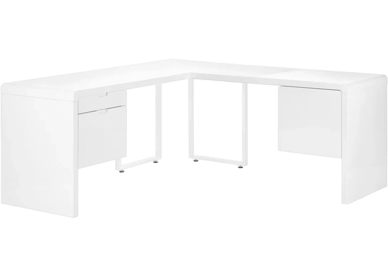 Computer Desk, Home Office, Corner, Left, Right Set-Up, Storage Drawers, 72"L, L Shape, Work, Laptop, Laminate, Metal, Glossy White, Contemporary, Modern