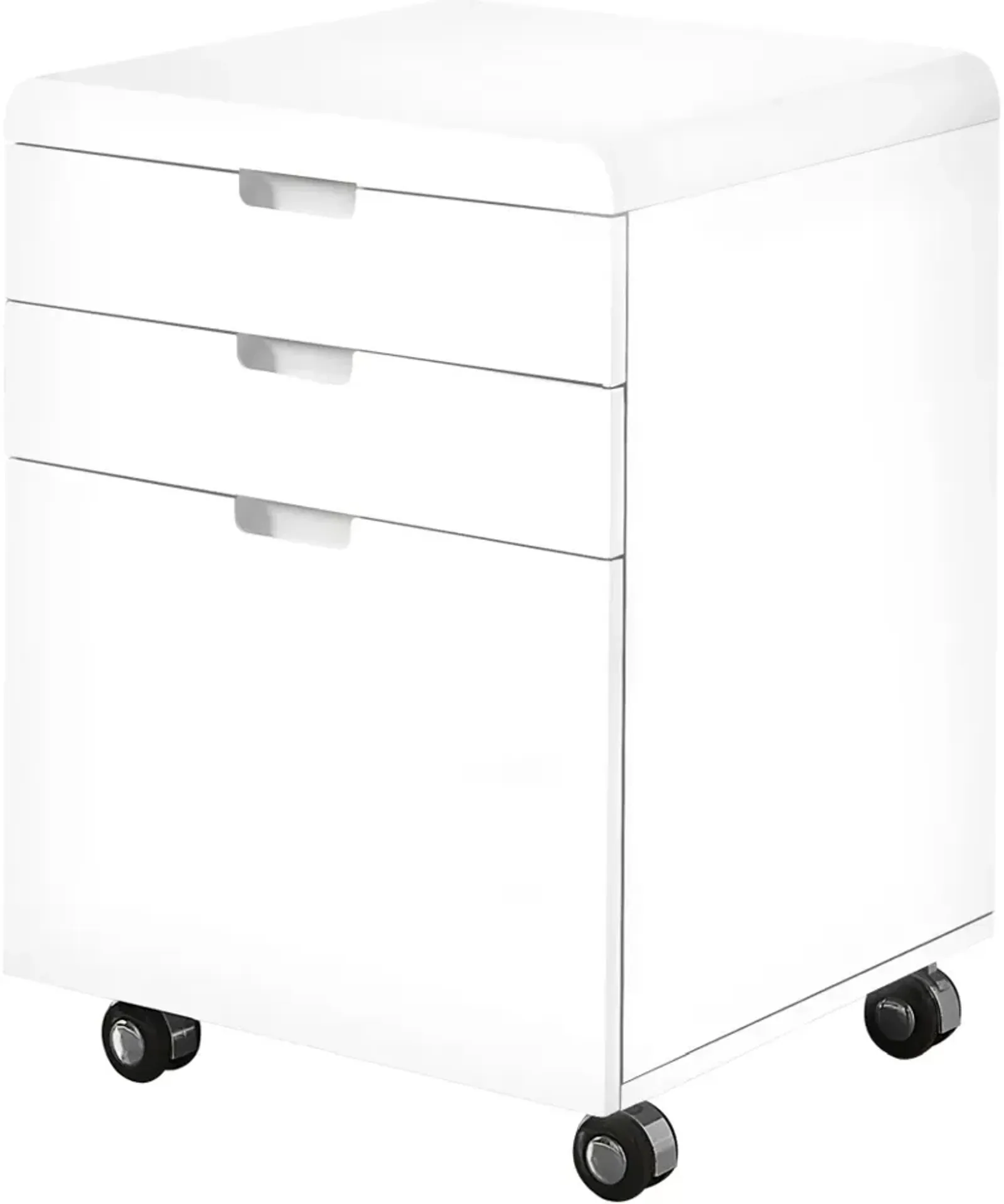 File Cabinet, Rolling Mobile, Storage Drawers, Printer Stand, Office, Work, Laminate, Glossy White, Contemporary, Modern