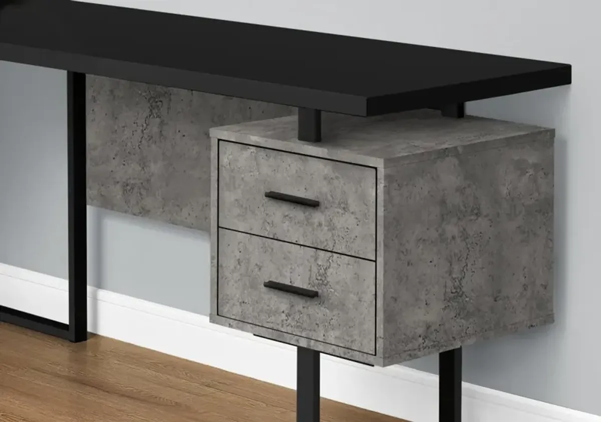 Computer Desk, Home Office, Corner, Left, Right Set-Up, Storage Drawers, 70"L, L Shape, Work, Laptop, Metal, Laminate, Grey, Black, Contemporary, Modern
