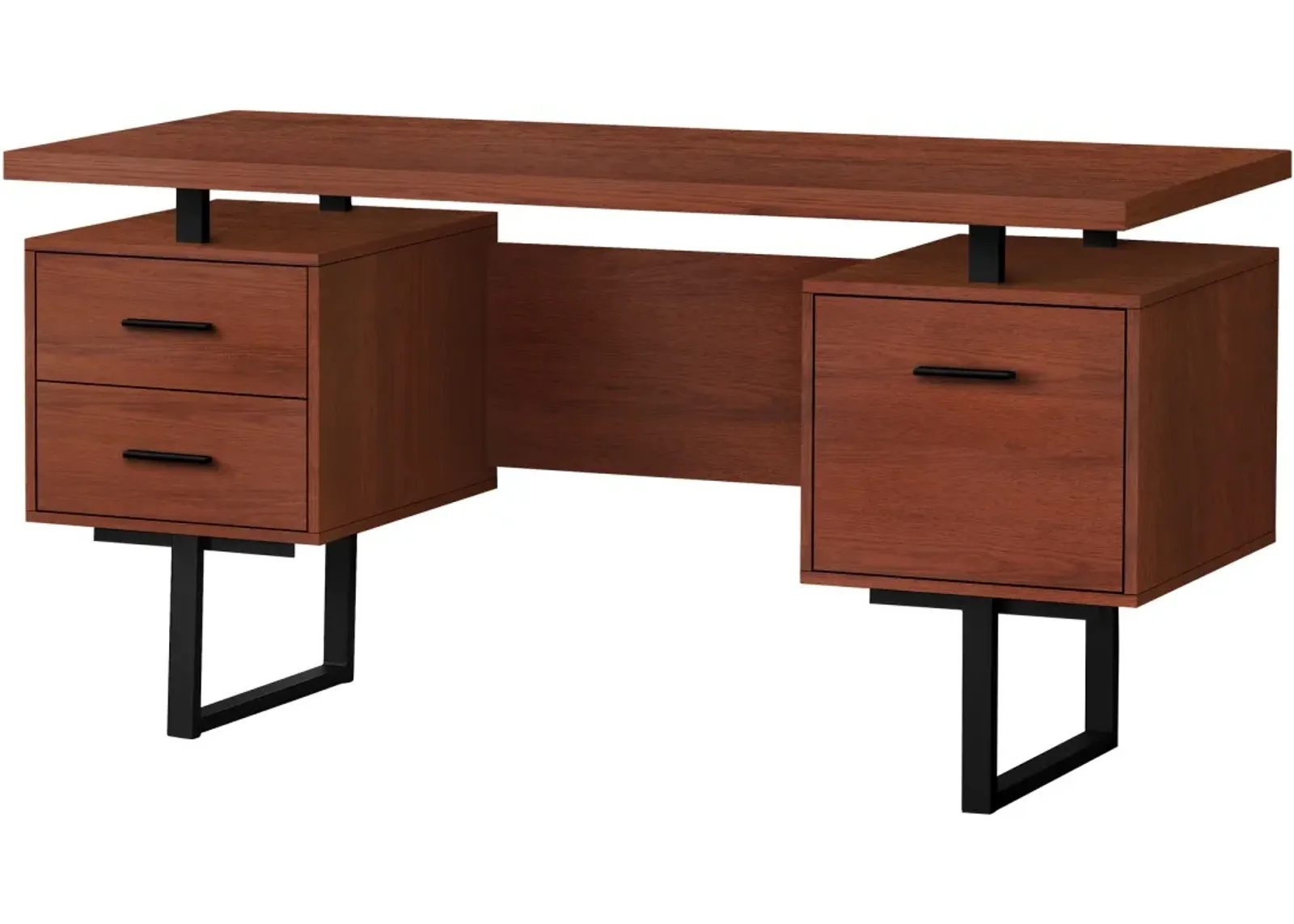 Computer Desk, Home Office, Laptop, Left, Right Set-Up, Storage Drawers, 60"L, Work, Metal, Laminate, Brown, Black, Contemporary, Modern