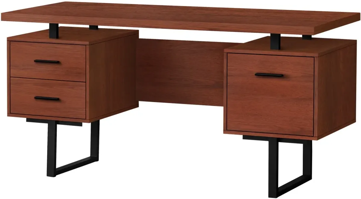 Computer Desk, Home Office, Laptop, Left, Right Set-Up, Storage Drawers, 60"L, Work, Metal, Laminate, Brown, Black, Contemporary, Modern