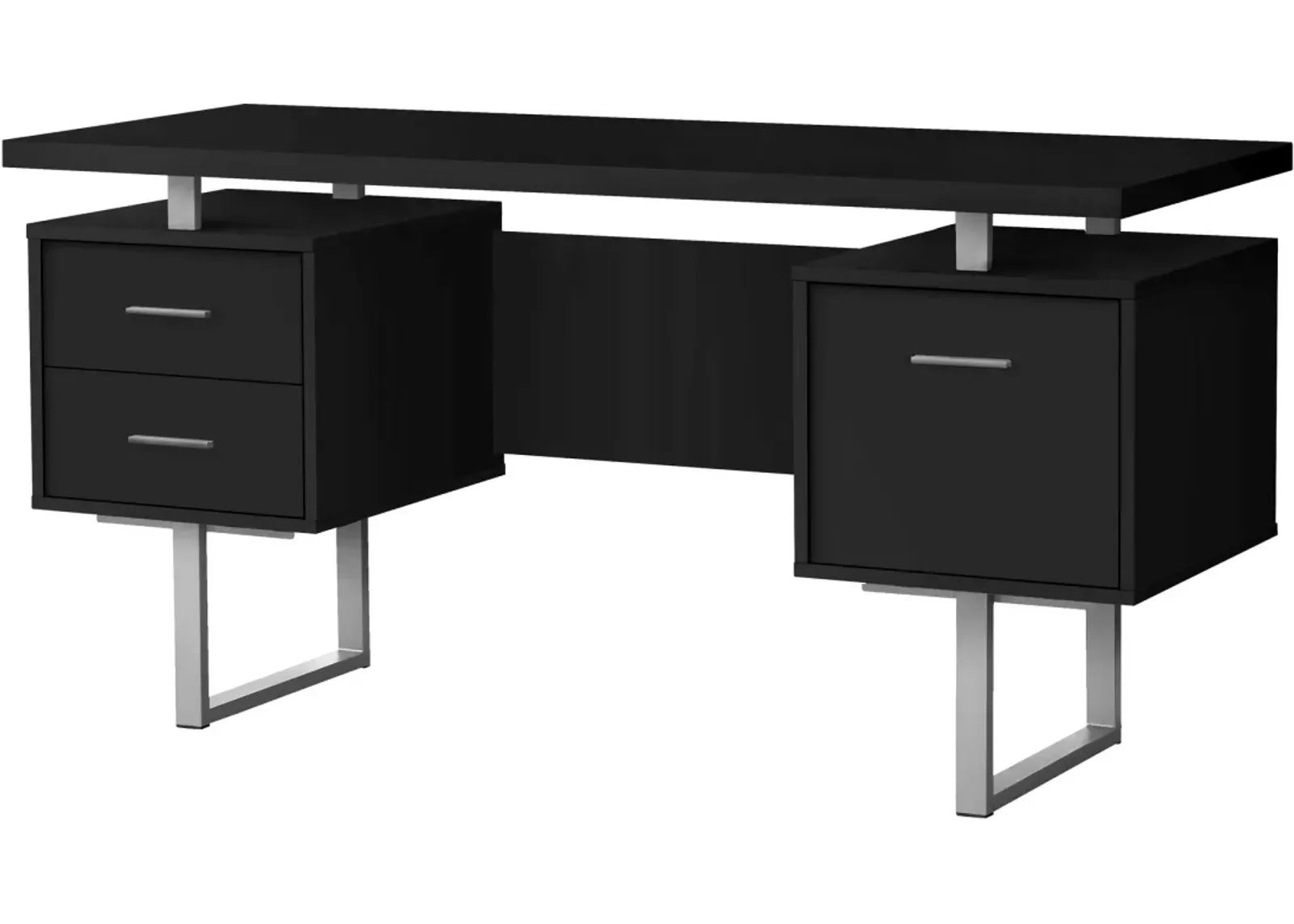 Computer Desk, Home Office, Laptop, Left, Right Set-Up, Storage Drawers, 60"L, Work, Metal, Laminate, Black, Grey, Contemporary, Modern