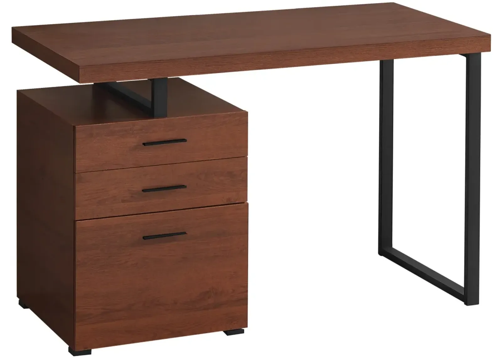 Computer Desk, Home Office, Laptop, Left, Right Set-Up, Storage Drawers, 48"L, Work, Metal, Laminate, Brown, Black, Contemporary, Modern