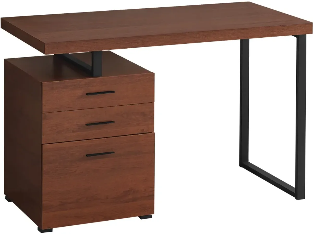 Computer Desk, Home Office, Laptop, Left, Right Set-Up, Storage Drawers, 48"L, Work, Metal, Laminate, Brown, Black, Contemporary, Modern