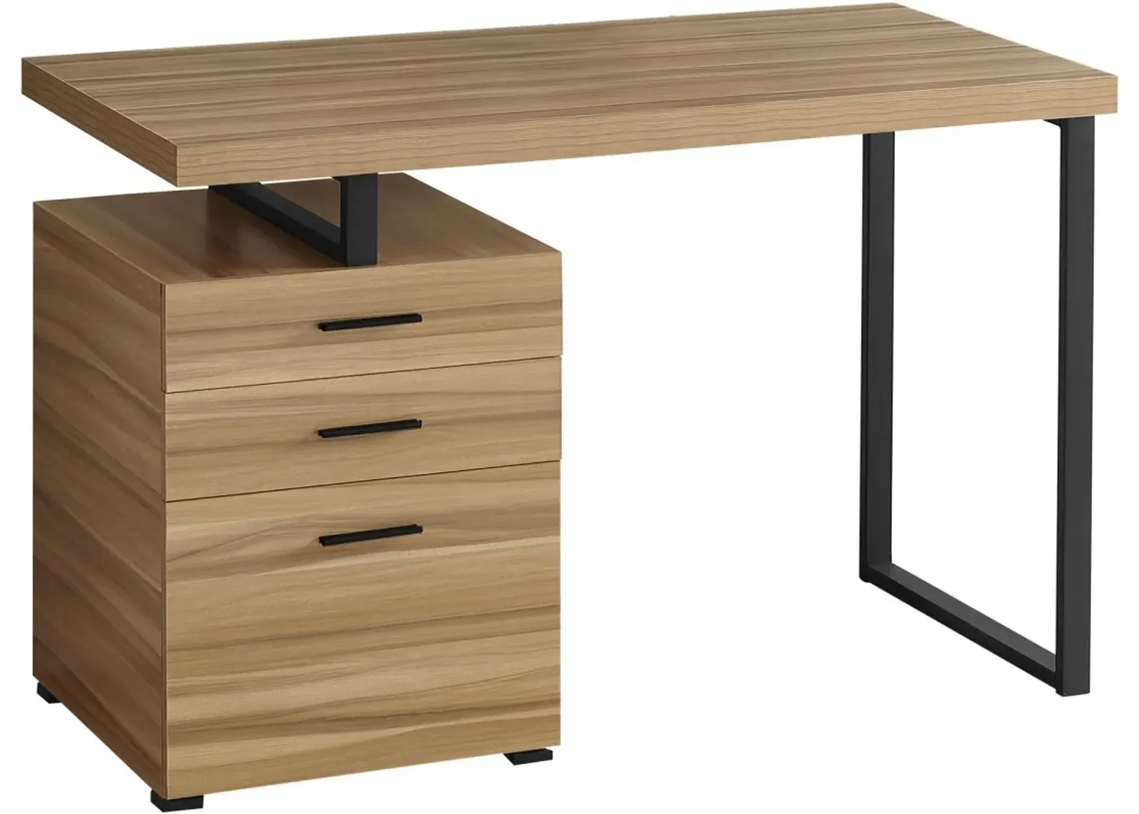 Computer Desk, Home Office, Laptop, Left, Right Set-Up, Storage Drawers, 48"L, Work, Metal, Laminate, Brown, Black, Contemporary, Modern