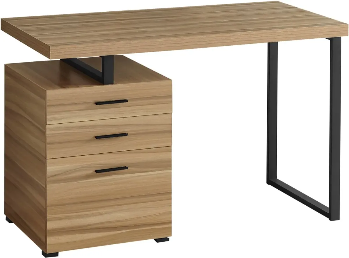 Computer Desk, Home Office, Laptop, Left, Right Set-Up, Storage Drawers, 48"L, Work, Metal, Laminate, Brown, Black, Contemporary, Modern