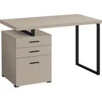 Computer Desk, Home Office, Laptop, Left, Right Set-Up, Storage Drawers, 48"L, Work, Metal, Laminate, Beige, Black, Contemporary, Modern