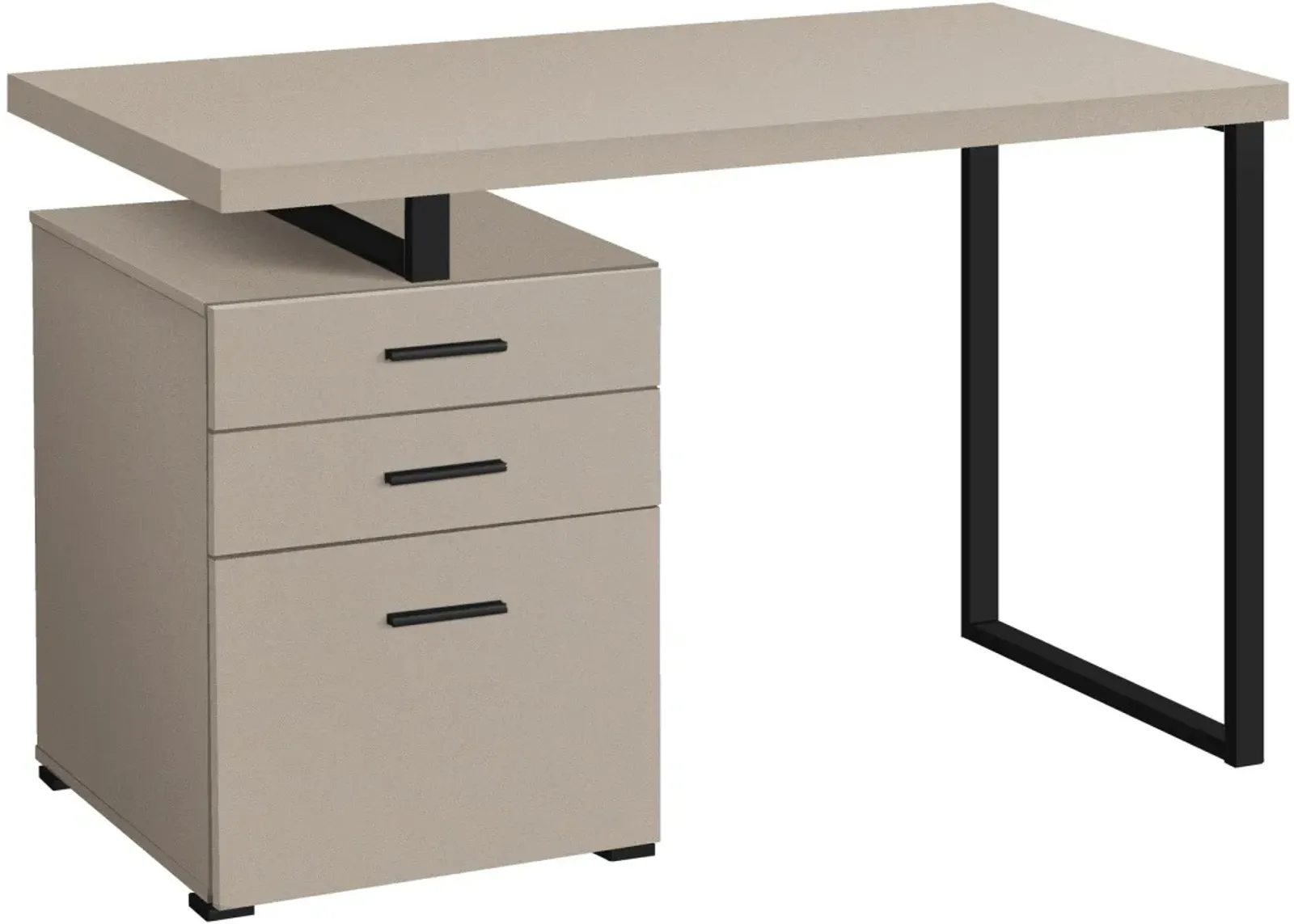 Computer Desk, Home Office, Laptop, Left, Right Set-Up, Storage Drawers, 48"L, Work, Metal, Laminate, Beige, Black, Contemporary, Modern