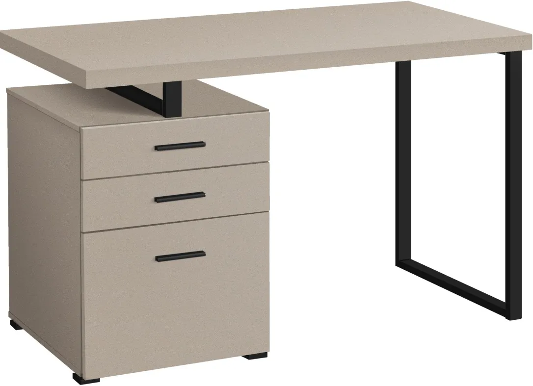Computer Desk, Home Office, Laptop, Left, Right Set-Up, Storage Drawers, 48"L, Work, Metal, Laminate, Beige, Black, Contemporary, Modern