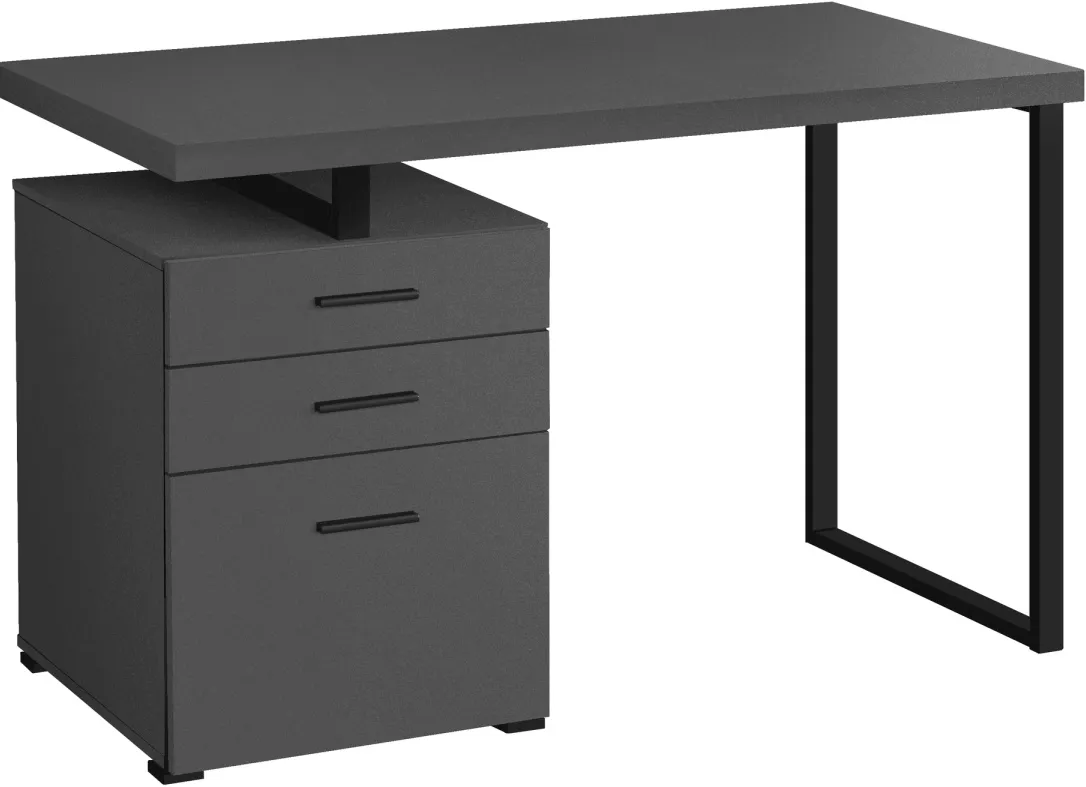 Computer Desk, Home Office, Laptop, Left, Right Set-Up, Storage Drawers, 48"L, Work, Metal, Laminate, Grey, Black, Contemporary, Modern