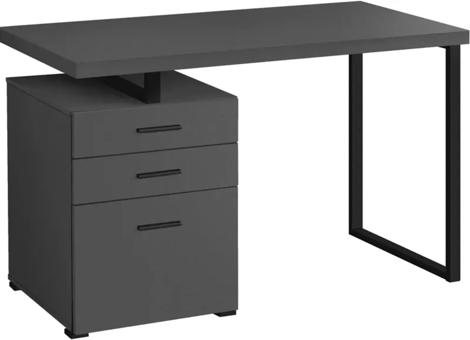 Computer Desk, Home Office, Laptop, Left, Right Set-Up, Storage Drawers, 48"L, Work, Metal, Laminate, Grey, Black, Contemporary, Modern