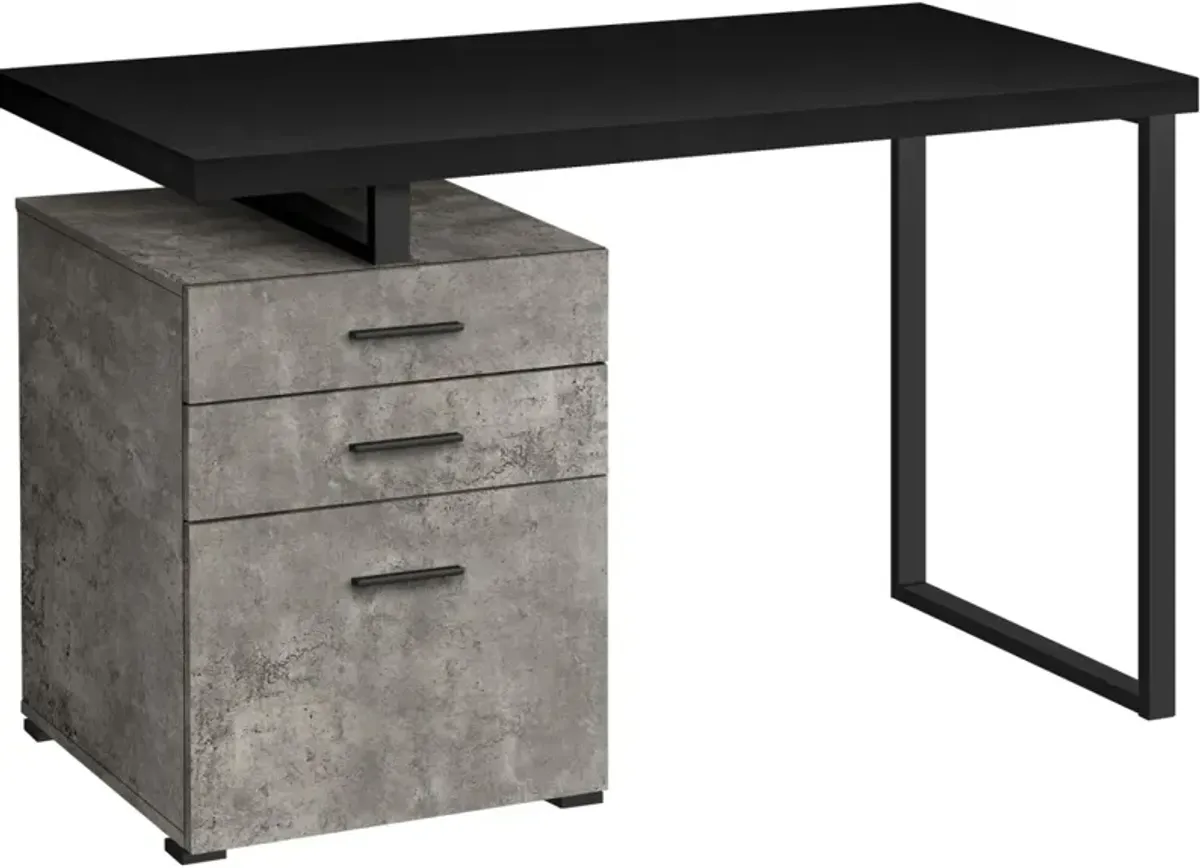 Computer Desk, Home Office, Laptop, Left, Right Set-Up, Storage Drawers, 48"L, Work, Metal, Laminate, Grey, Black, Contemporary, Modern