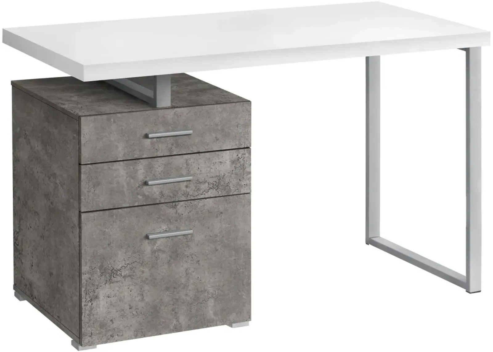 Computer Desk, Home Office, Laptop, Left, Right Set-Up, Storage Drawers, 48"L, Work, Metal, Laminate, Grey, White, Contemporary, Modern