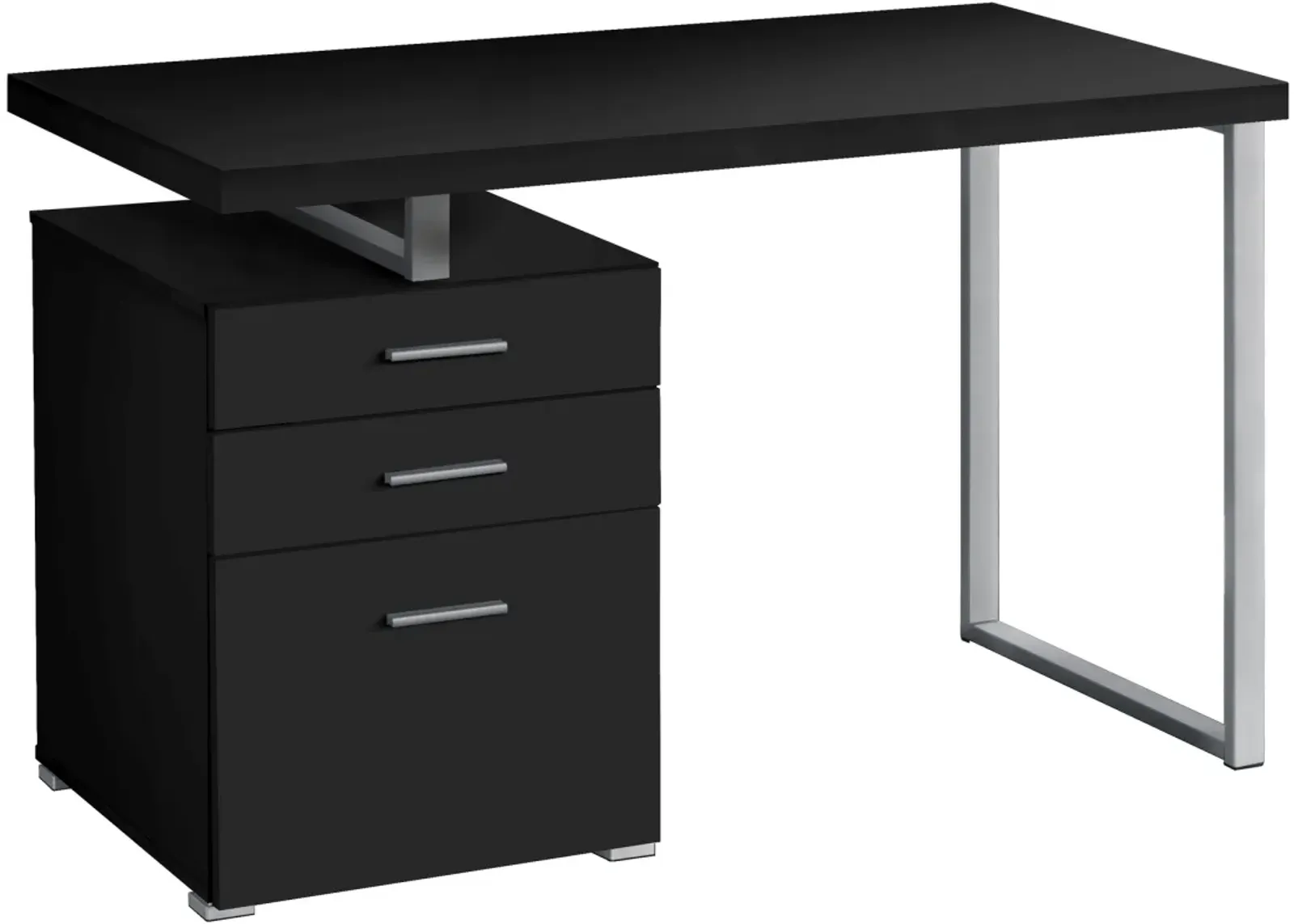 Computer Desk, Home Office, Laptop, Left, Right Set-Up, Storage Drawers, 48"L, Work, Metal, Laminate, Black, Grey, Contemporary, Modern