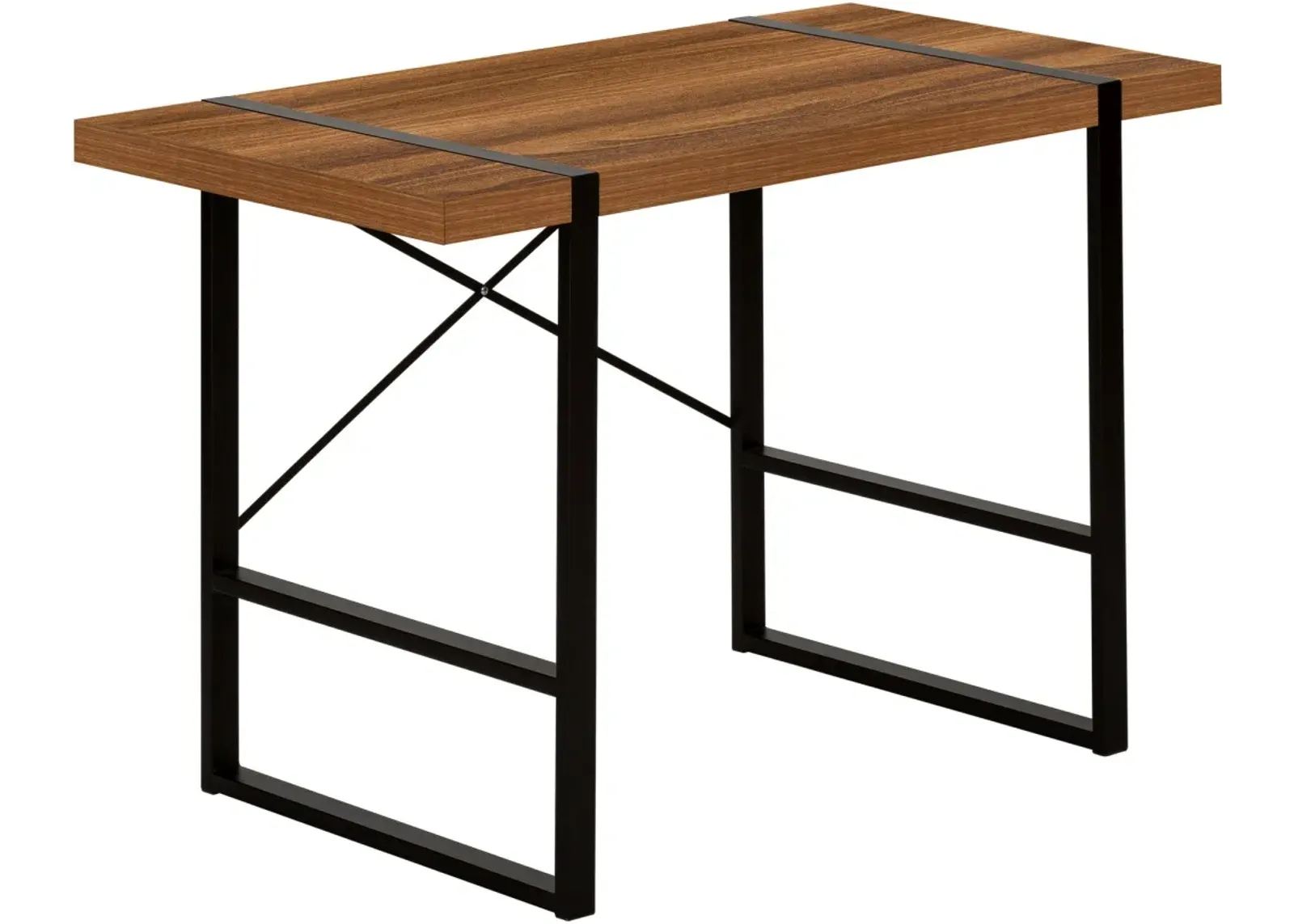 Computer Desk, Home Office, Laptop, 48"L, Work, Metal, Laminate, Walnut, Black, Contemporary, Modern