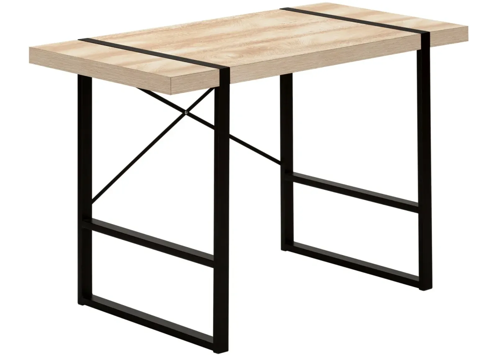 Computer Desk, Home Office, Laptop, 48"L, Work, Metal, Laminate, Natural, Black, Contemporary, Modern